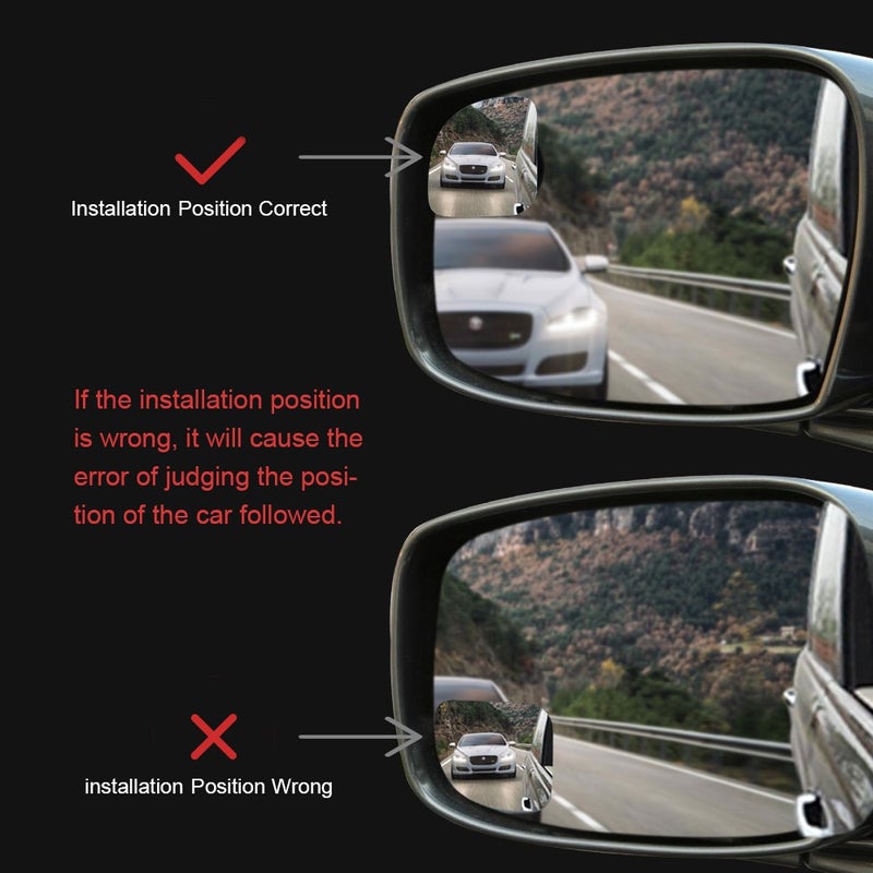 POMFW Blind Spot Mirror  2 inch Rearview Convex Side Mirrors for Cars SUV Truck Van Stick on 3M Adhesive  Rear View HD Glass Frameless Sway Rotate adjustable Wide Angle 2PCS (Sector) - Image 4